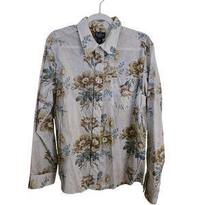 Earl Jean NWT Vintage Designer Sustainable Cotton Cream Floral Shirt Size L